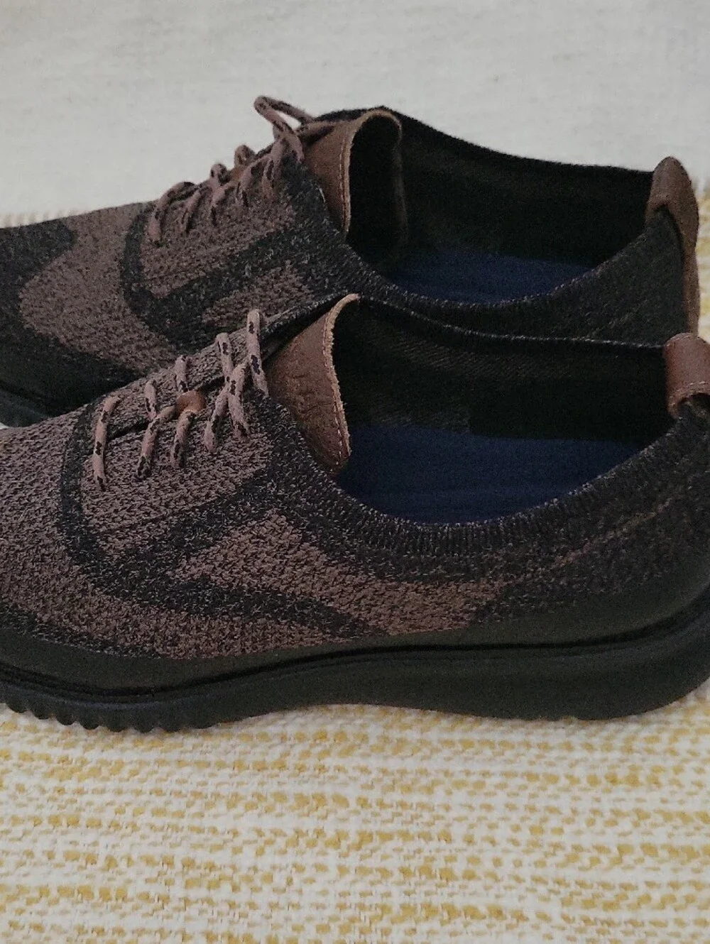 Cole Haan 2.Zerogrand Two-Tone Brown and Black Knit Derby Shoes